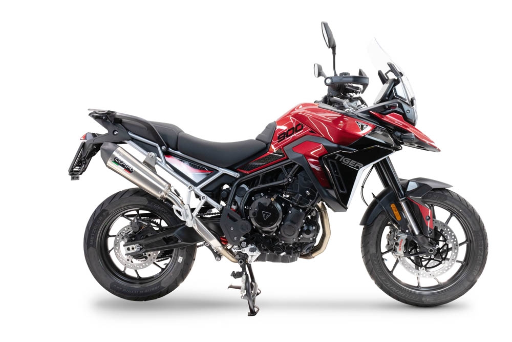 Exhaust compatible with Triumph Tiger 900 GT / Pro / Rally Pro 2024-2025, GP Evo4 Titanium, Slip-on exhaust including removable db killer and link pipe 