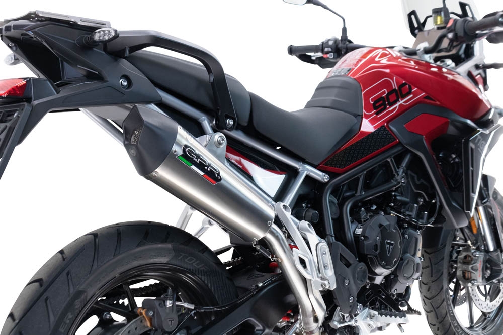 Exhaust compatible with Triumph Tiger 900 GT / Pro / Rally Pro 2024-2025, GP Evo4 Titanium, Slip-on exhaust including removable db killer and link pipe 
