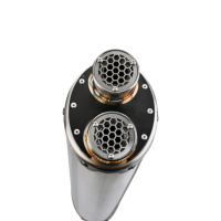 Exhaust compatible with Kove 800X 2024-2026, Dual Inox, Slip-on exhaust including removable db killer and link pipe 