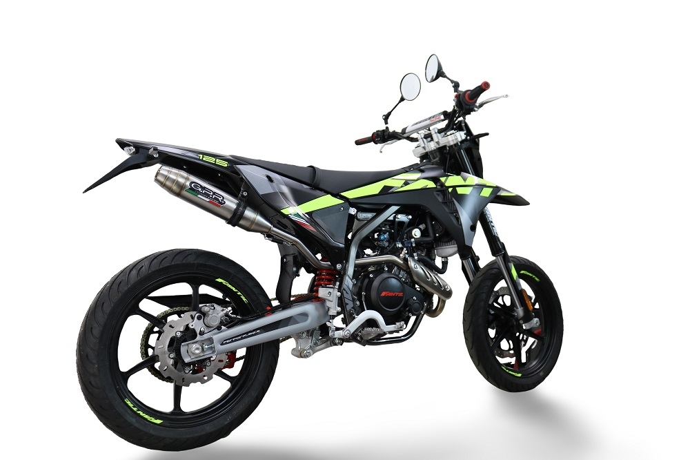 Exhaust compatible with Fantic Motor XMF Motard 125 Competition/Performance 2025-2026, Deeptone Inox, Slip-on exhaust including link pipe and removable db killer 