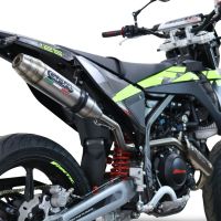 Exhaust compatible with Fantic Motor XMF Motard 125 Competition/Performance 2025-2026, Deeptone Inox, Slip-on exhaust including link pipe and removable db killer 