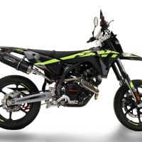 Exhaust compatible with Fantic Motor XEF 125 Enduro 125 Competition/Performance 2025-2026, Furore Nero, Slip-on exhaust including link pipe and removable db killer 