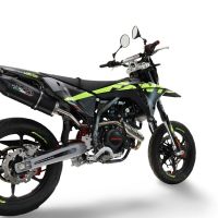 Exhaust compatible with Fantic Motor XEF 125 Enduro 125 Competition/Performance 2025-2026, Furore Nero, Slip-on exhaust including link pipe and removable db killer 