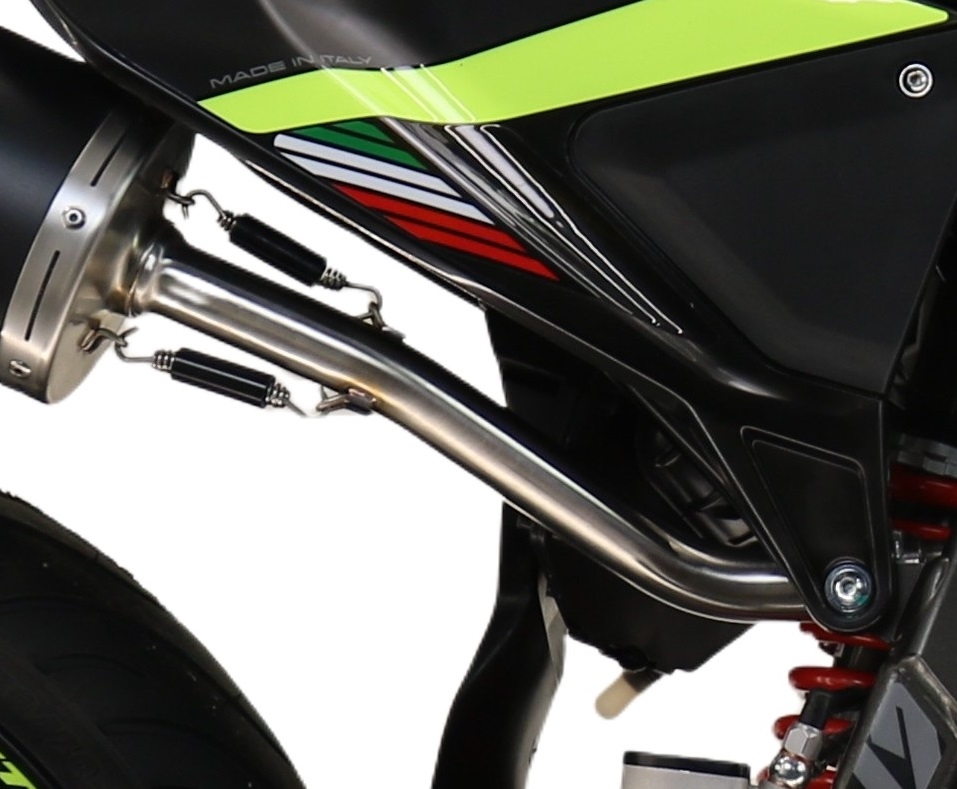 Exhaust compatible with Fantic Motor XMF Motard 125 Competition/Performance 2025-2026, Deeptone Inox, Slip-on exhaust including link pipe and removable db killer 