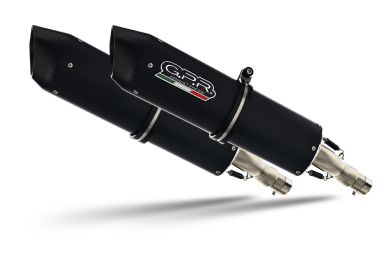 Exhaust compatible with Cagiva Raptor 650 2001-2005, Furore Nero, Dual slip-on including removable db killers and link pipes, EPA-compliant 