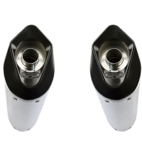 Exhaust compatible with Moto Morini Corsaro 1200 2005-2011, Furore Nero, Dual Silencer to install with original manifold including removable db killers and link pipes 