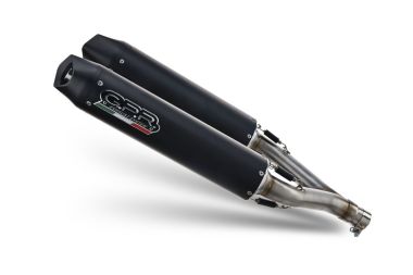 Exhaust compatible with Aprilia Dorsoduro 750 2008-2016, Furore Nero, Dual slip-on including removable db killers and link pipes, EPA-compliant 