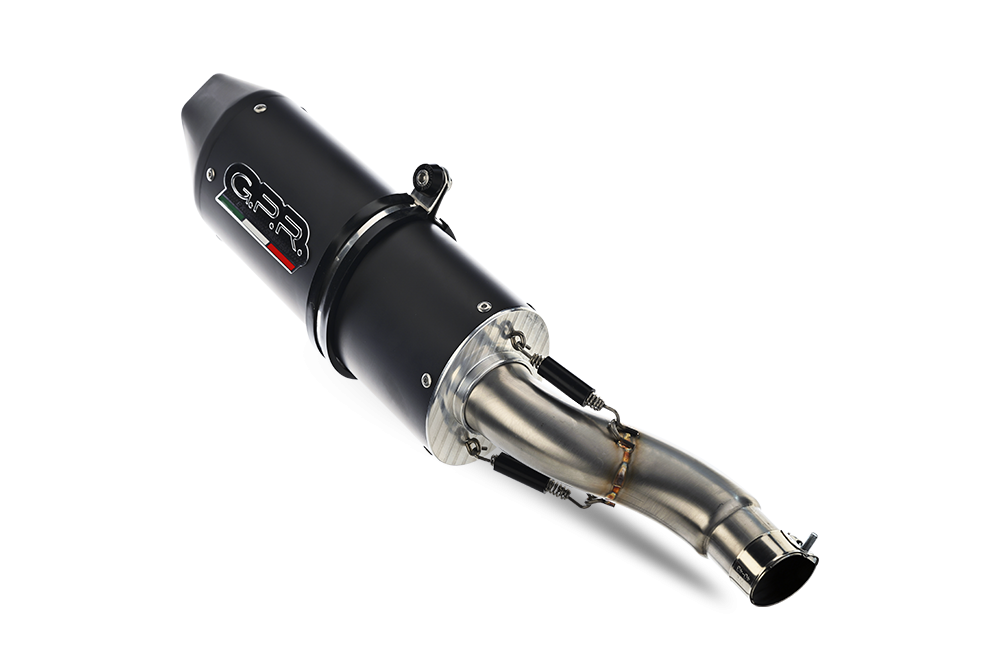 Exhaust compatible with Honda CB500F 2016-2018, Furore Evo4 Nero, Slip-on exhaust including removable db killer and link pipe 