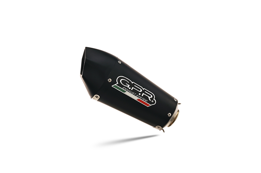 Exhaust compatible with Aprilia RS 457 2024-2025, Gpe Ann. Black titanium, Slip-on exhaust including link pipe and removable db killer 