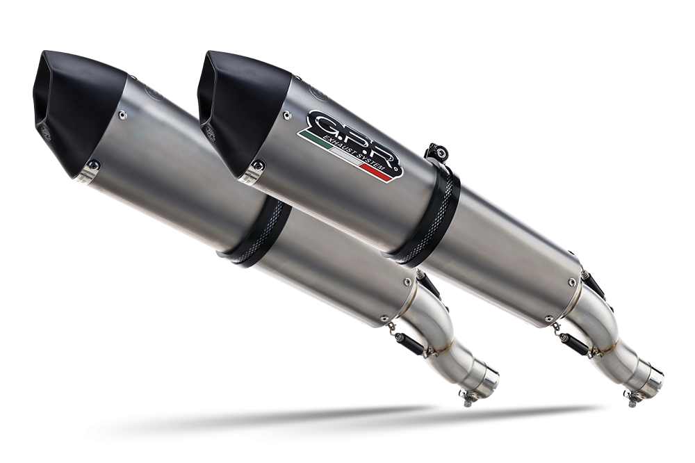 Exhaust compatible with Yamaha Xt 660 X-R 2004-2014, Gpe Ann. titanium, Dual slip-on including removable db killers and link pipes 