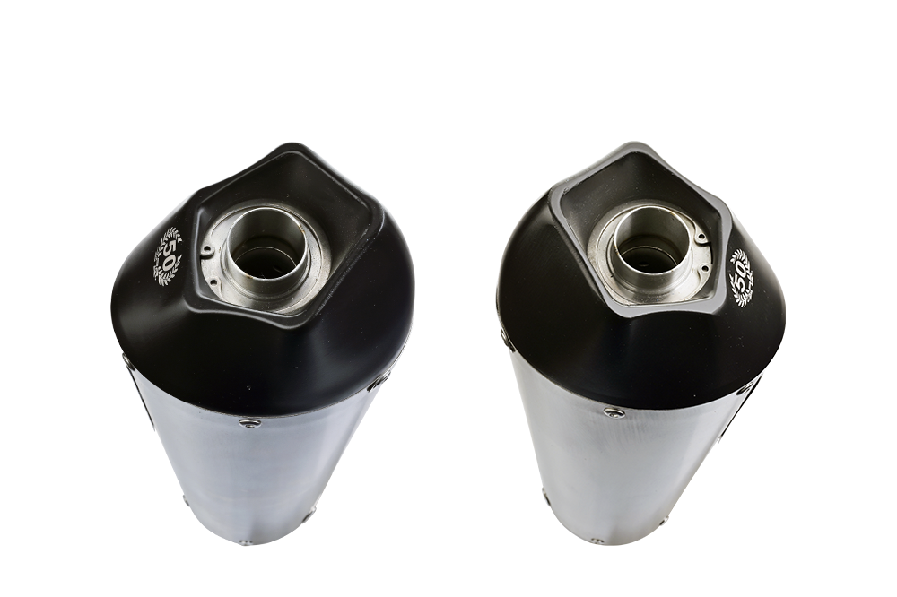 Exhaust compatible with Honda VFR800 V-Tec 2002-2013, Gpe Ann. titanium, Dual slip-on including removable db killers and link pipes 