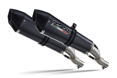 Exhaust compatible with Aprilia Shiver 900 2017-2020, GP Evo4 Poppy, Dual slip-on including removable db killers and link pipes 