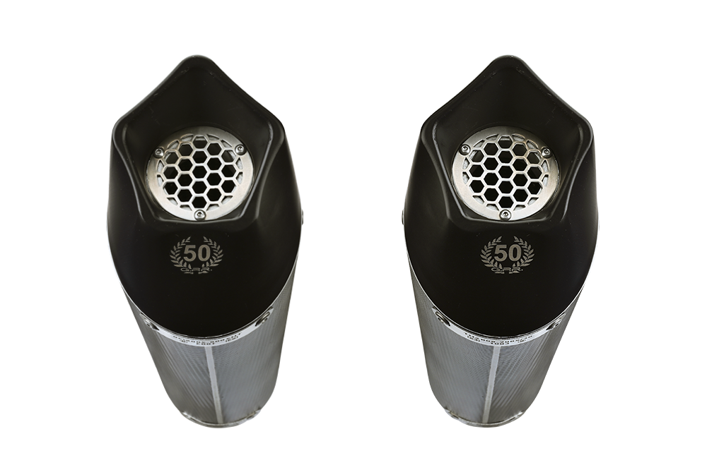Exhaust compatible with Bmw K1600GTL 2017-2021, GP Evo4 Poppy, Dual slip-on including removable db killers and link pipes 
