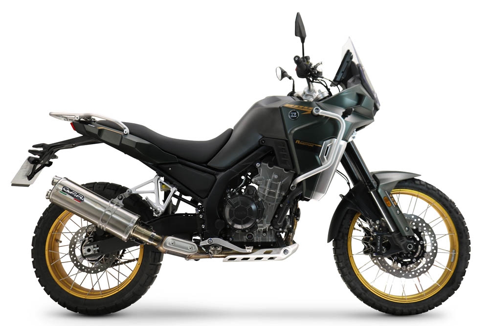 Exhaust compatible with Kove 800X 2024-2026, Dual Inox, Slip-on exhaust including removable db killer and link pipe 