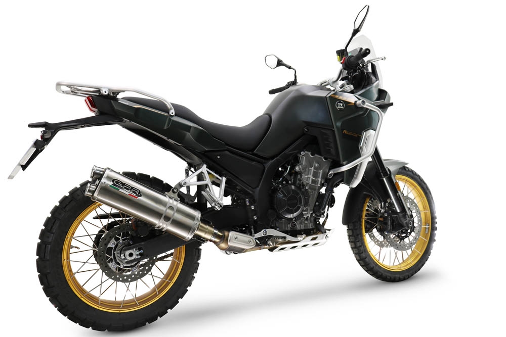 Exhaust compatible with Kove 800X 2024-2026, Dual Inox, Slip-on exhaust including removable db killer and link pipe 