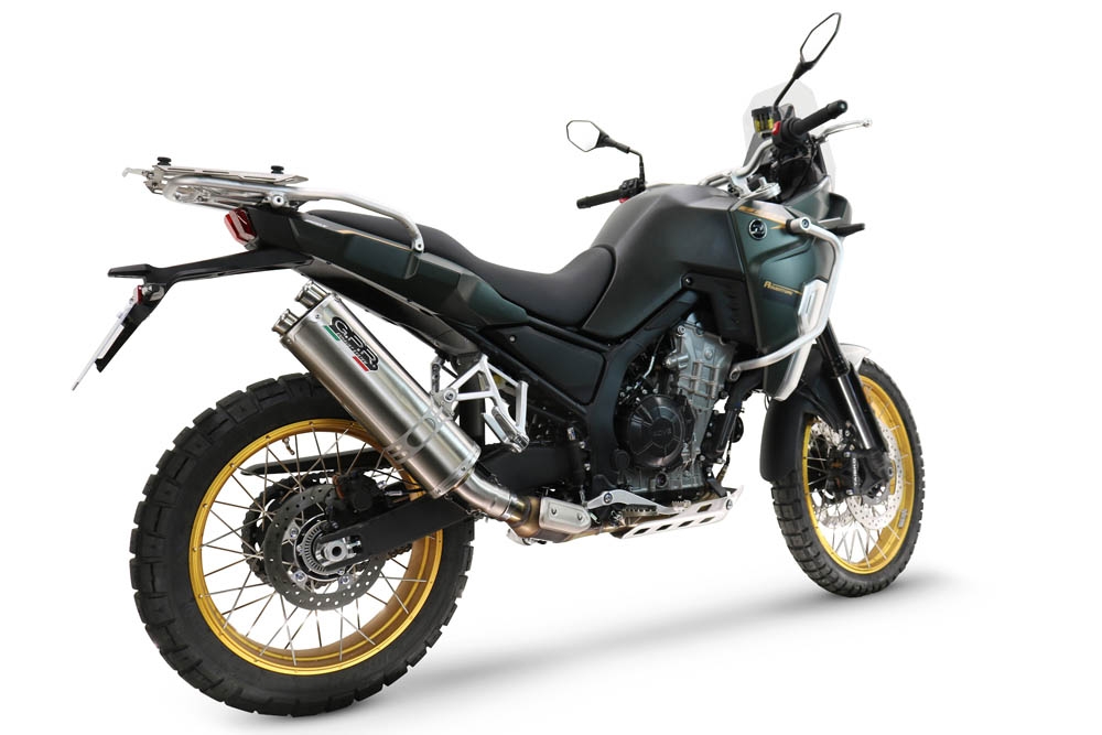 Exhaust compatible with Kove 800X 2024-2026, Dual Inox, Slip-on exhaust including removable db killer and link pipe 