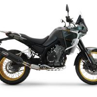 Exhaust compatible with Kove 800X 2024-2026, Furore-X Titanio Nero, Slip-on exhaust including removable db killer and link pipe 