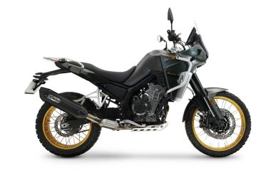 Exhaust compatible with Kove 800X 2024-2026, Furore-X Titanio Nero, Slip-on exhaust including removable db killer and link pipe 