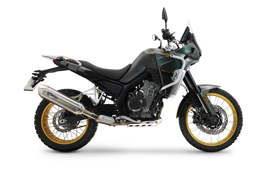 Exhaust compatible with Kove 800X 2024-2026, Furore-X Acciaio Inox, Slip-on exhaust including removable db killer and link pipe 