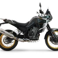 Exhaust compatible with Kove 800X 2024-2026, Furore-X Acciaio Inox, Slip-on exhaust including removable db killer and link pipe 