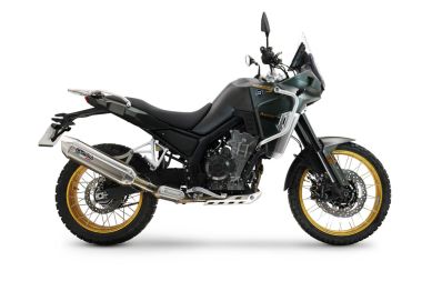 Exhaust compatible with Kove 800X 2024-2026, Furore-X Acciaio Inox, Slip-on exhaust including removable db killer and link pipe 