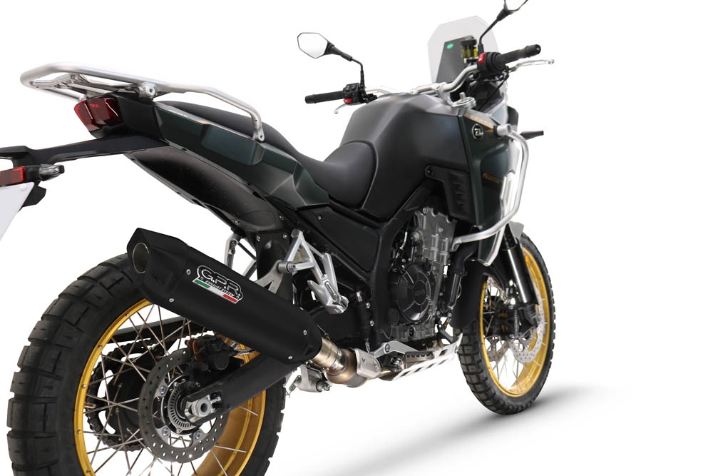 Exhaust compatible with Kove 800X 2024-2026, Furore-X Titanio Nero, Slip-on exhaust including removable db killer and link pipe 