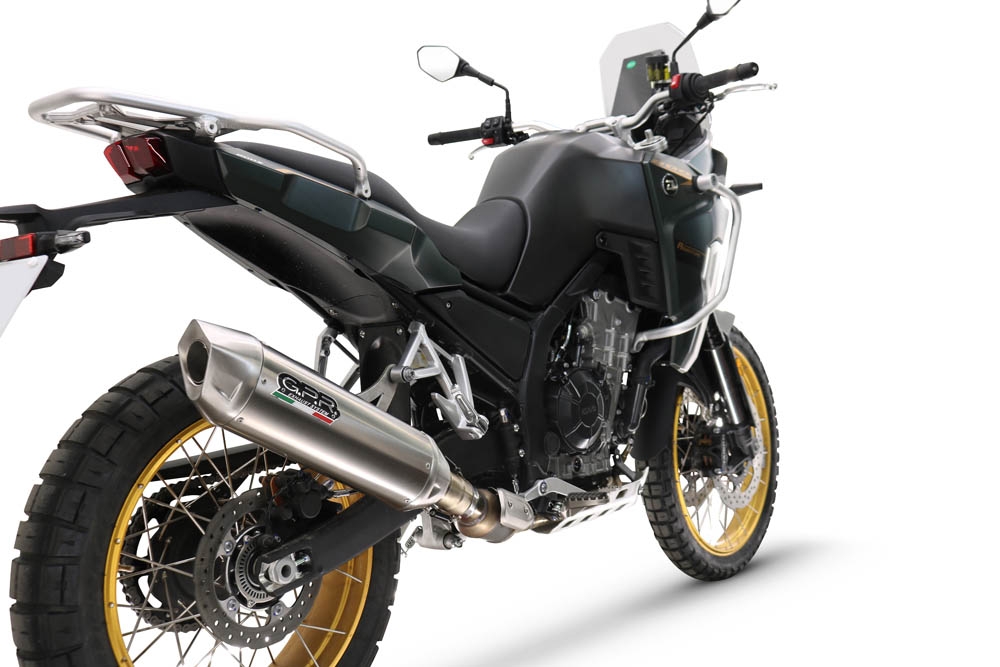 Exhaust compatible with Kove 800X 2024-2026, Furore-X Acciaio Inox, Slip-on exhaust including removable db killer and link pipe 