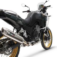 Exhaust compatible with Kove 800X 2024-2026, Furore-X Acciaio Inox, Slip-on exhaust including removable db killer and link pipe 