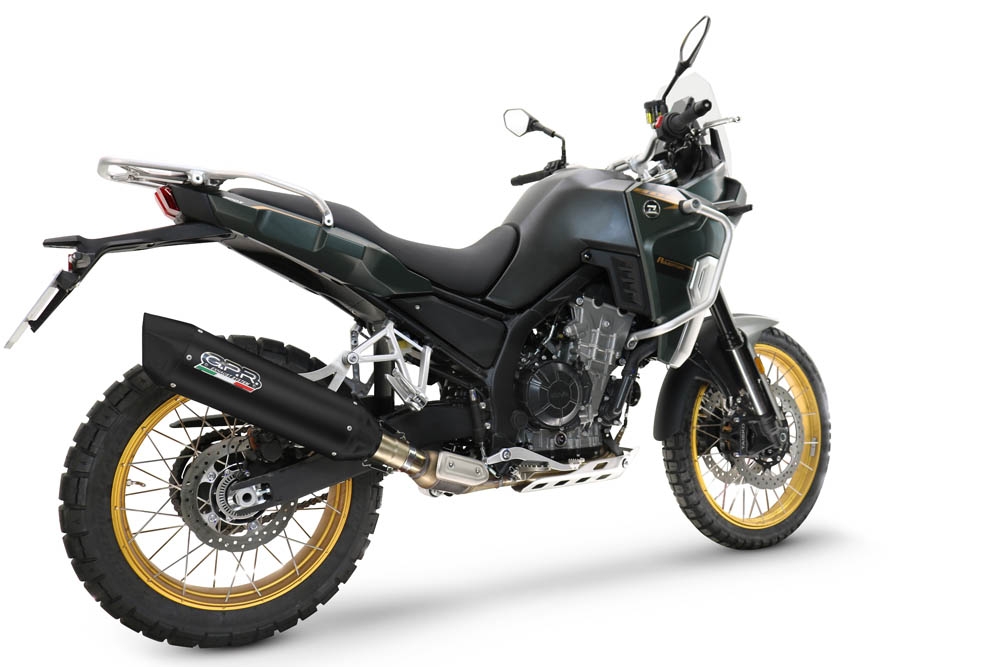 Exhaust compatible with Kove 800X 2024-2026, Furore-X Titanio Nero, Slip-on exhaust including removable db killer and link pipe 
