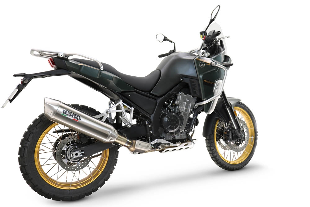 Exhaust compatible with Kove 800X 2024-2026, Furore-X Acciaio Inox, Slip-on exhaust including removable db killer and link pipe 
