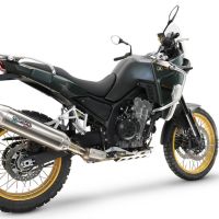 Exhaust compatible with Kove 800X 2024-2026, Furore-X Acciaio Inox, Slip-on exhaust including removable db killer and link pipe 