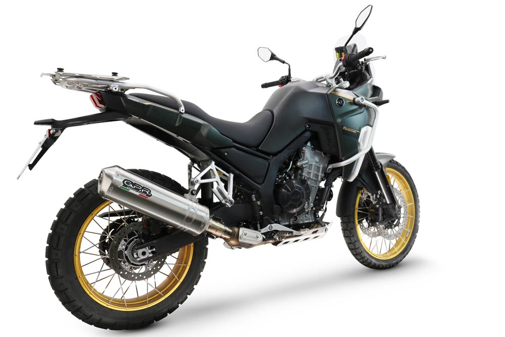 Exhaust compatible with Kove 800X 2024-2026, Satinox , Slip-on exhaust including removable db killer and link pipe, EPA-compliant 