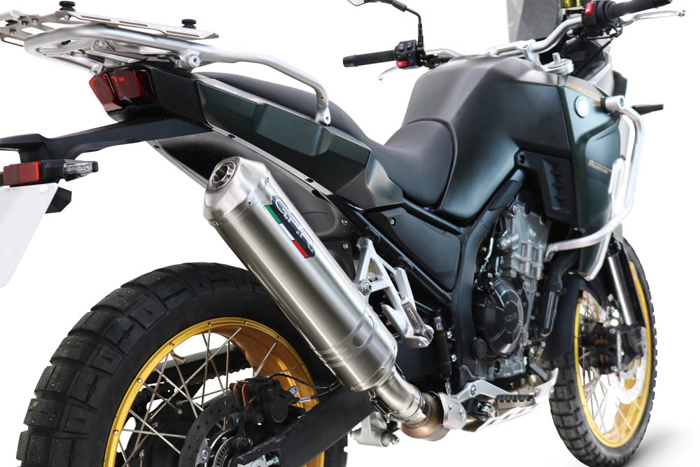 Exhaust compatible with Kove 800X 2024-2026, Satinox , Slip-on exhaust including removable db killer and link pipe, EPA-compliant 