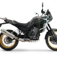 Exhaust compatible with Kove 800X 2024-2026, Dune Triovale Titanio, Slip-on exhaust including removable db killer and link pipe, EPA-compliant 