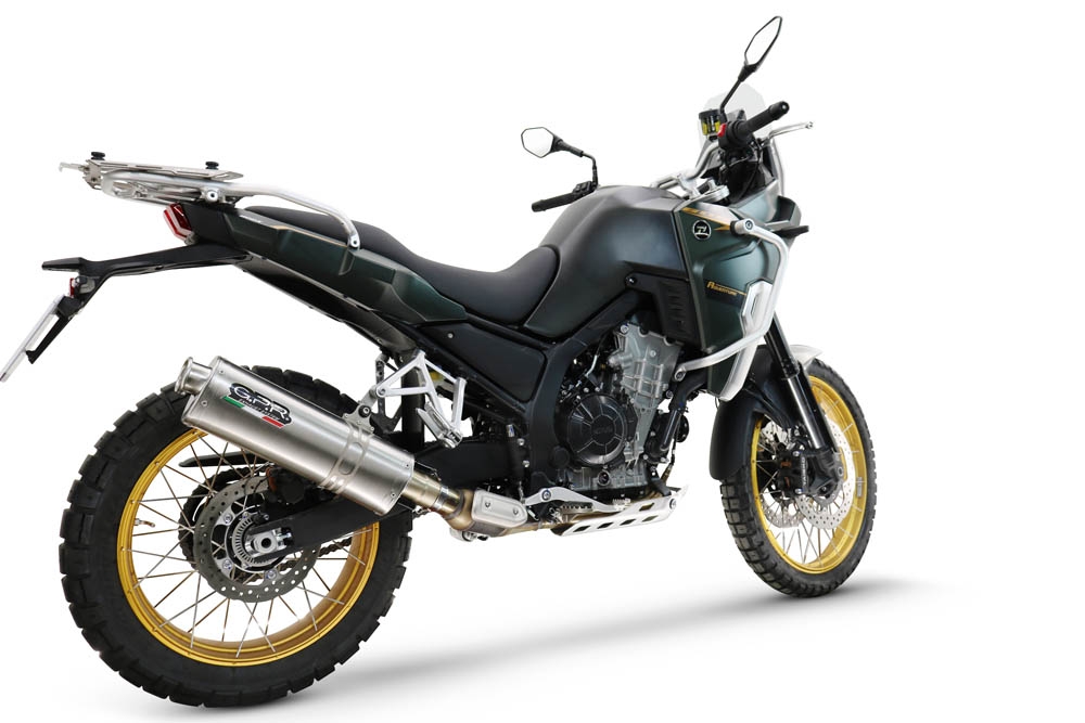 Exhaust compatible with Kove 800X 2024-2026, Dune Triovale Titanio, Slip-on exhaust including removable db killer and link pipe, EPA-compliant 
