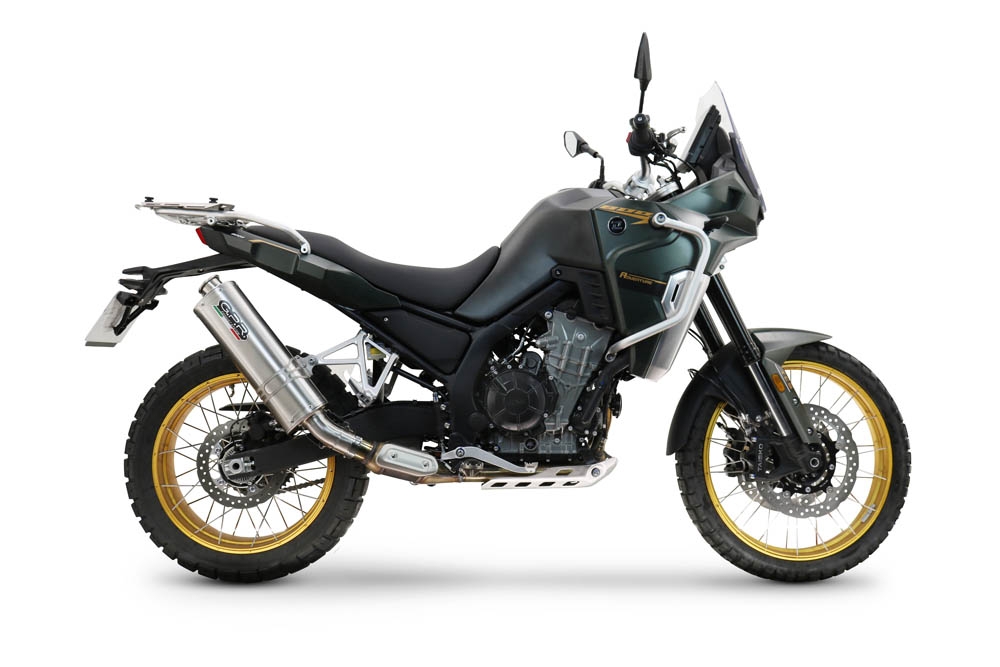 Exhaust compatible with Kove 800X 2024-2026, Dune Triovale Titanio, Slip-on exhaust including removable db killer and link pipe, EPA-compliant 