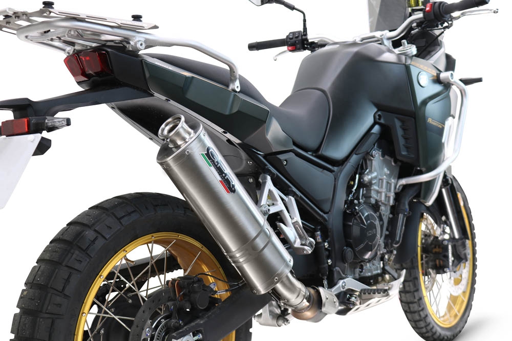 Exhaust compatible with Kove 800X 2024-2026, Dune Triovale Titanio, Slip-on exhaust including removable db killer and link pipe, EPA-compliant 