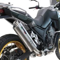 Exhaust compatible with Kove 800X 2024-2026, Dune Triovale Titanio, Slip-on exhaust including removable db killer and link pipe, EPA-compliant 