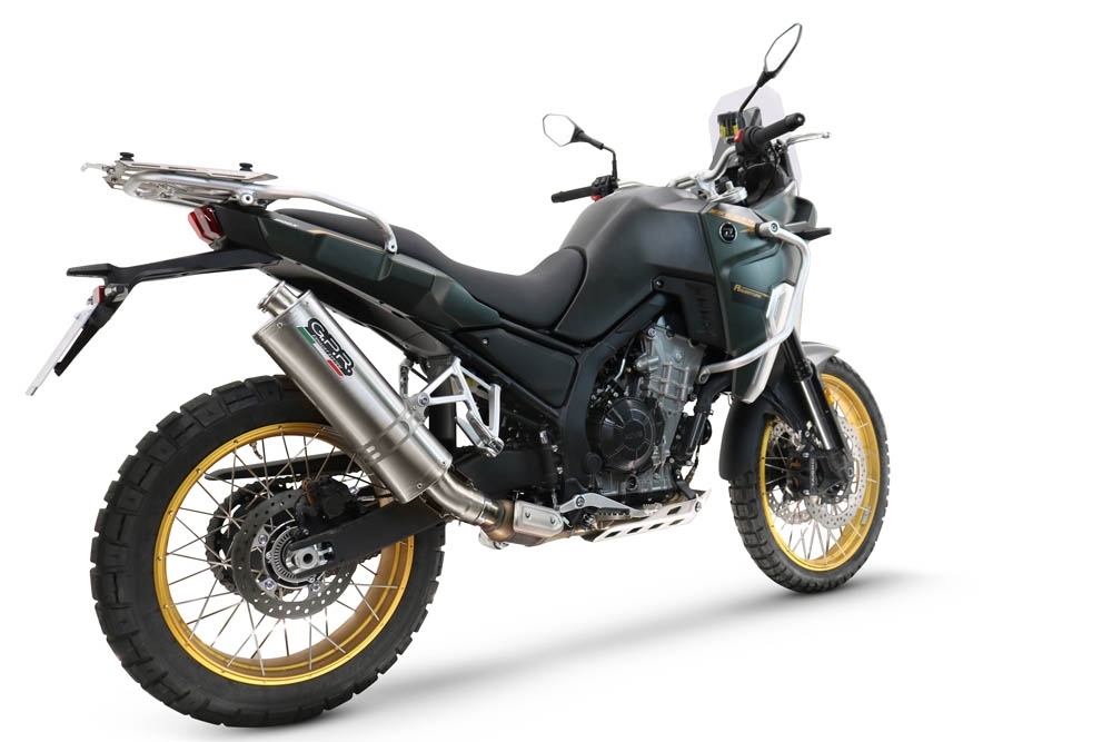 Exhaust compatible with Kove 800X 2024-2026, Dune Triovale Titanio, Slip-on exhaust including removable db killer and link pipe, EPA-compliant 