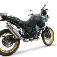 Exhaust compatible with Kove 800X 2024-2026, Dune Triovale Titanio, Slip-on exhaust including removable db killer and link pipe, EPA-compliant 