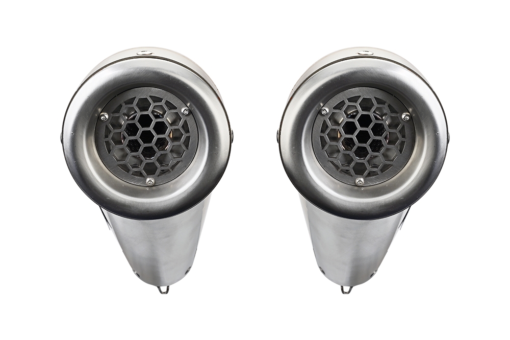 Exhaust compatible with Royal Enfield Interceptor 650 2021-2025, Powercone Evo, Dual slip-on exhausts including removable db killers and link pipes 