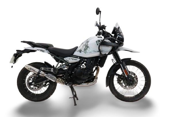 Exhaust compatible with Royal Enfield Guerrilla 450 2024-2025, Deeptone Inox, Slip-on exhaust including removable db killer and link pipe, EPA-compliant 