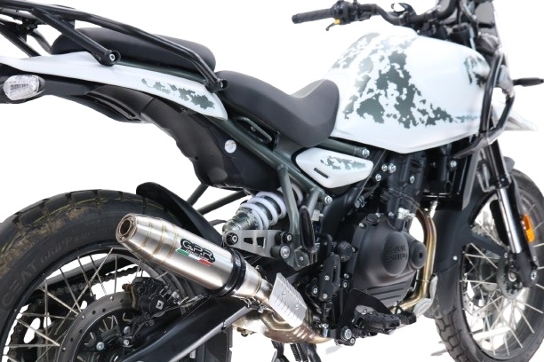 Exhaust compatible with Royal Enfield Guerrilla 450 2024-2025, Deeptone Inox, Slip-on exhaust including removable db killer and link pipe, EPA-compliant 