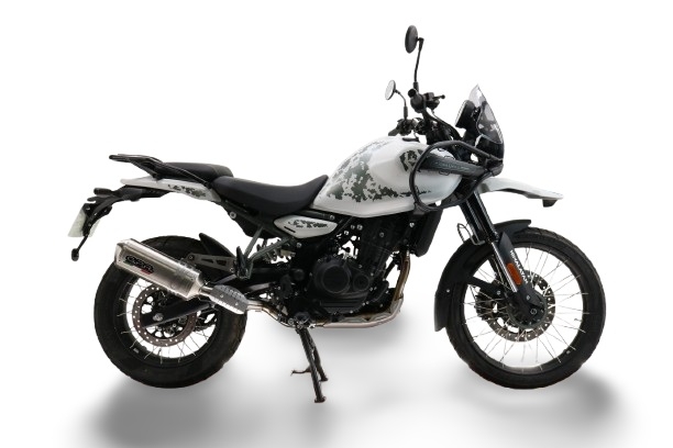 Exhaust compatible with Royal Enfield Guerrilla 450 2024-2025, Satinox, Slip-on exhaust including removable db killer and link pipe, EPA-compliant 