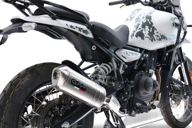 Exhaust compatible with Royal Enfield Guerrilla 450 2024-2025, Satinox, Slip-on exhaust including removable db killer and link pipe, EPA-compliant 