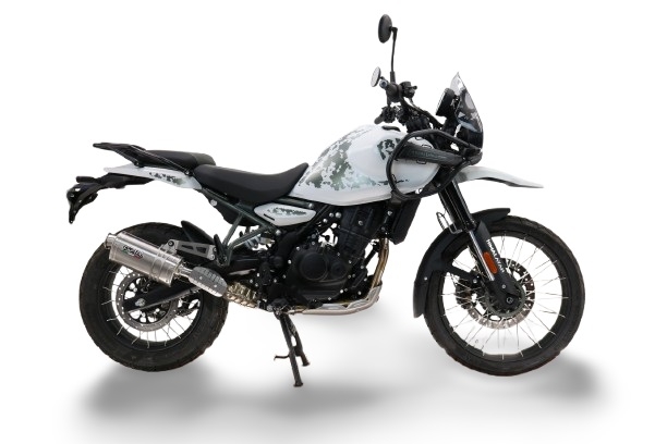 Exhaust compatible with Royal Enfield Guerrilla 450 2024-2025, Dune Triovale Titanio, Slip-on exhaust including removable db killer and link pipe, EPA-compliant 