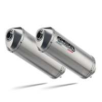 Exhaust compatible with Ducati Monster 800 2003-2005, Satinox, Dual slip-on including removable db killers and link pipes 