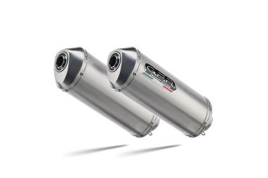 Exhaust compatible with Aprilia Pegaso Strada 650 2005-2011, Satinox, Dual slip-on including removable db killers and link pipes, EPA-compliant 