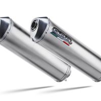Exhaust compatible with Aprilia Etv Caponord 1000 Rally 2001-2007, Satinox, Dual slip-on including removable db killers and link pipes, not EPA-compliant 