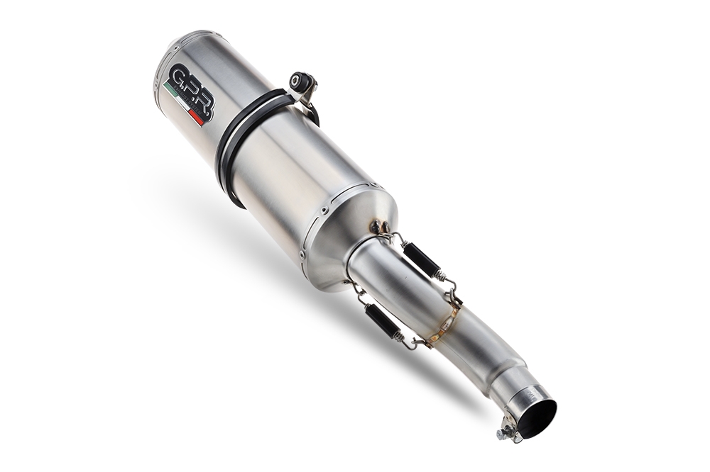 Exhaust compatible with Benelli Trk 502 2021-2024, Satinox , Slip-on exhaust including link pipe and removable db killer 